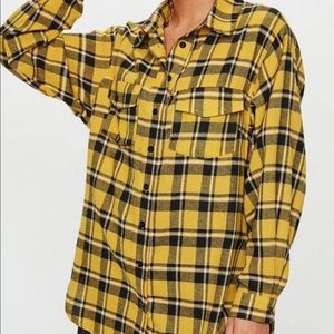 Tall yellow and black checkered flannel